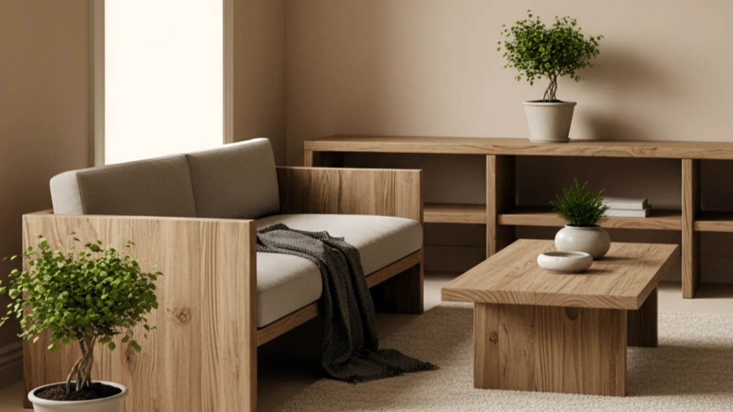 warna cat ruang tamu cream 6 japandi