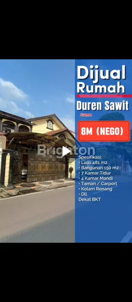 image RUMAH MEWAH STRATEGIS PINGGIR JALAN DEKAT BKT DUREN SAWIT – SHM, KOLAM RENANG, BEBAS BANJIR, HARGA 8 M NEGO! (4)