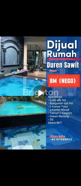 image RUMAH MEWAH STRATEGIS PINGGIR JALAN DEKAT BKT DUREN SAWIT – SHM, KOLAM RENANG, BEBAS BANJIR, HARGA 8 M NEGO! (5)