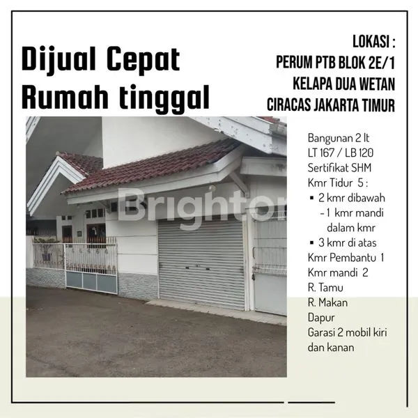 image JUAL RUMAH SIAP HUNI 2 LT, SHM, LT 167/ LB 120, KT : 5, DI KELAPA DUA WETAN, CIRACAS, JAKARTA TIMUR (5)