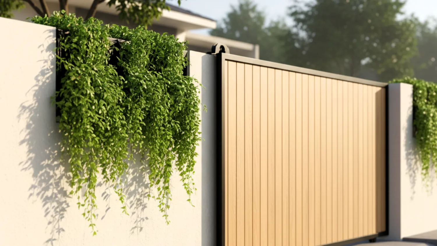 model pagar tembok minimalis tanpa besi 16 kehangatan japandi