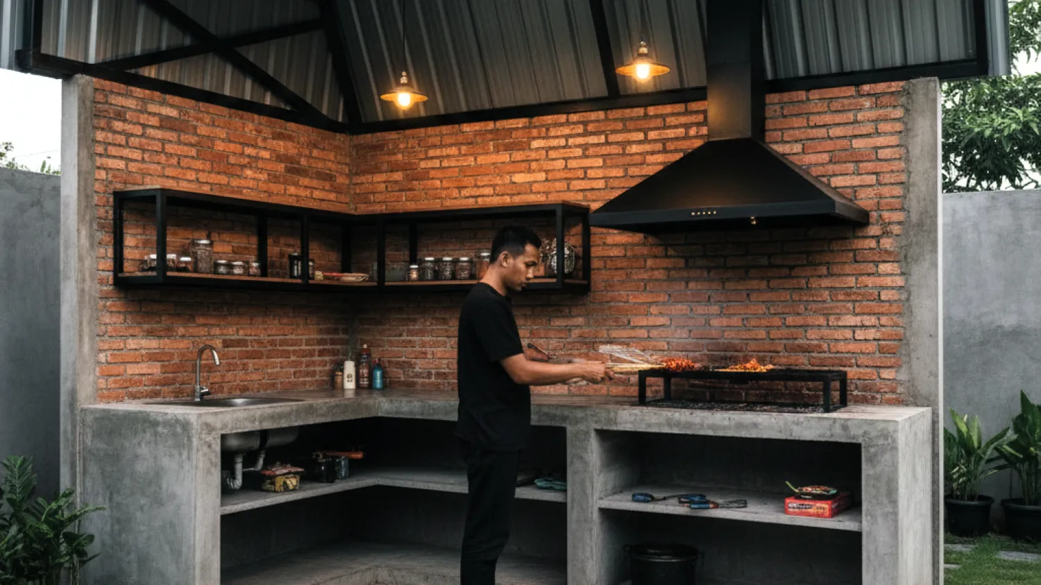 panduan kanopi dapur terbuka desain rumah 7 atap logam