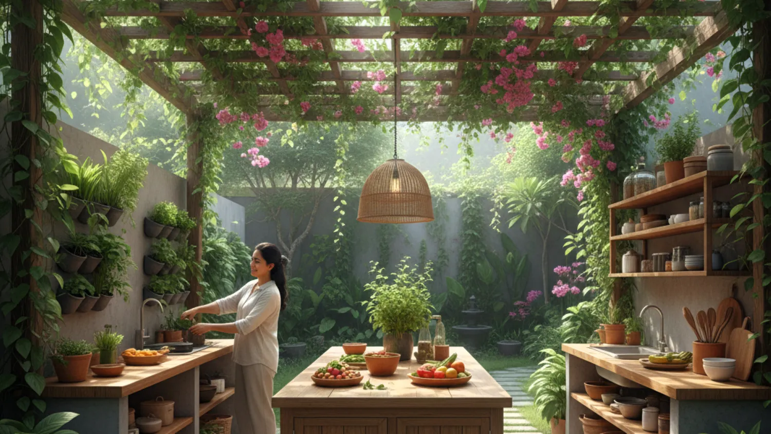 panduan kanopi dapur terbuka desain rumah 8 atap hijau