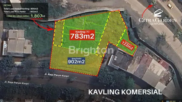 image JUAL CEPAT, KAVLING KOMERSIAL CISAUK, SELANGKAH KE BSD, LT 905M² DAPAT 1.807M² (1)