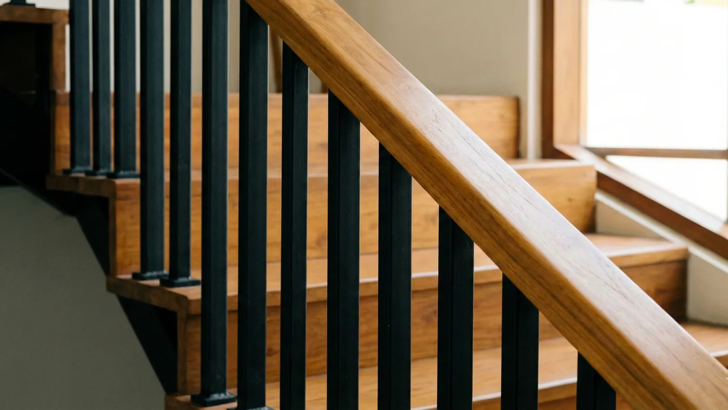 inspirasi railing tangga besi minimalis modern 5 kombinasi besi kayu