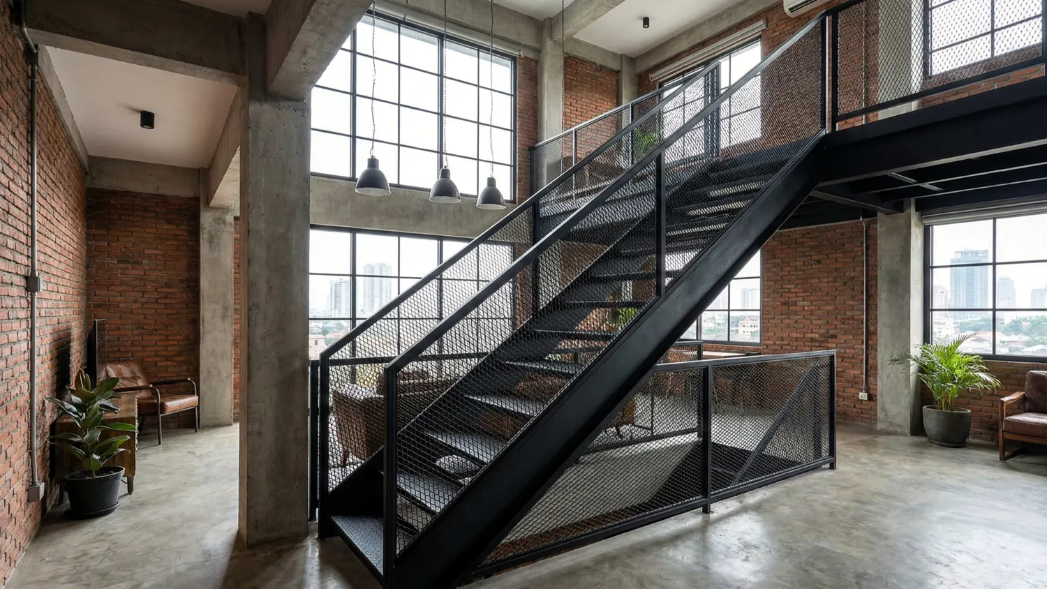 inspirasi railing tangga besi minimalis modern 7 expanded metal