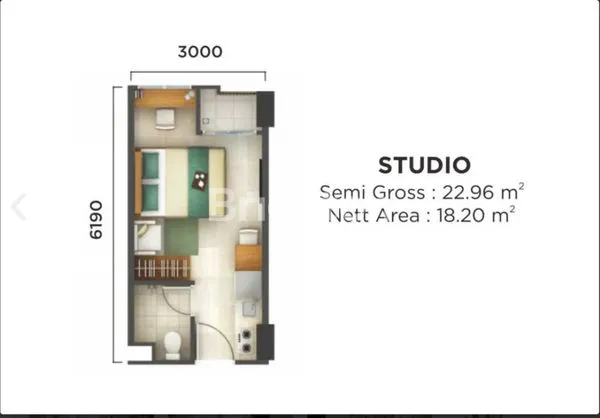 image APARTEMEN AKASA BSD, STUDIO 22M² TOWER KAMAYA (2)