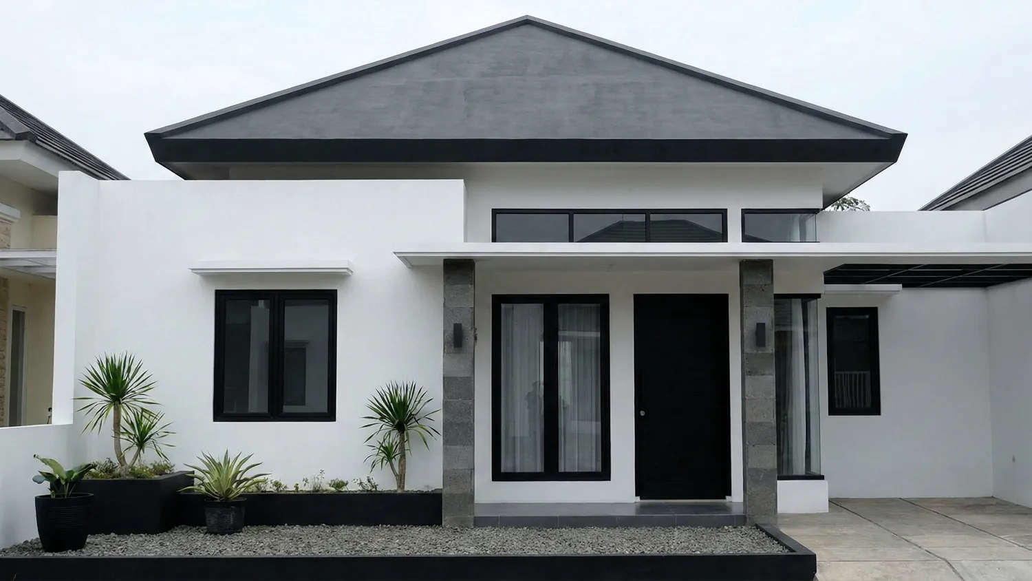model teras rumah atap limas terbaru 2 minimalis monokrom