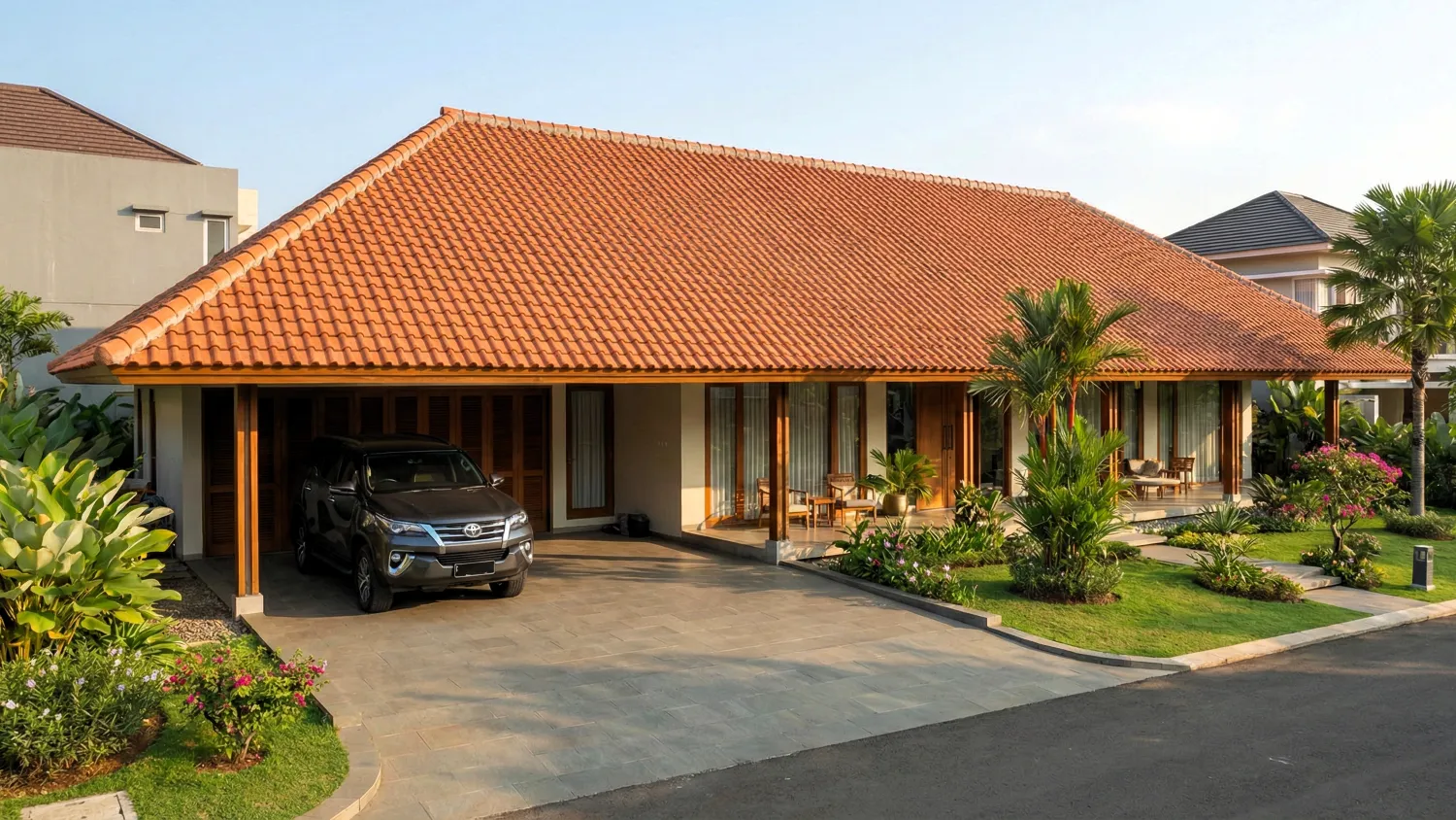 model teras rumah atap limas terbaru 8 limas memanjang