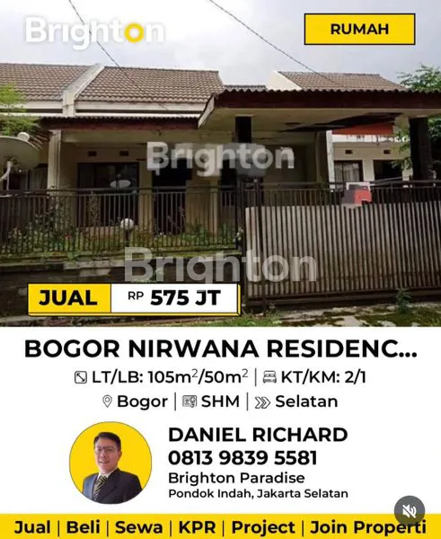 DIJUAL RUMAH DI PERUMAHAN BOGOR NIRWANA RESIDENCE.