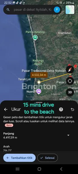 image TANAH DIJUAL ( FREEHOLD ) 15 MNT BERMOTOR KE  PANTAI KEDUNGU , PANTAI NYANYI DAN TANAH LOT . (4)