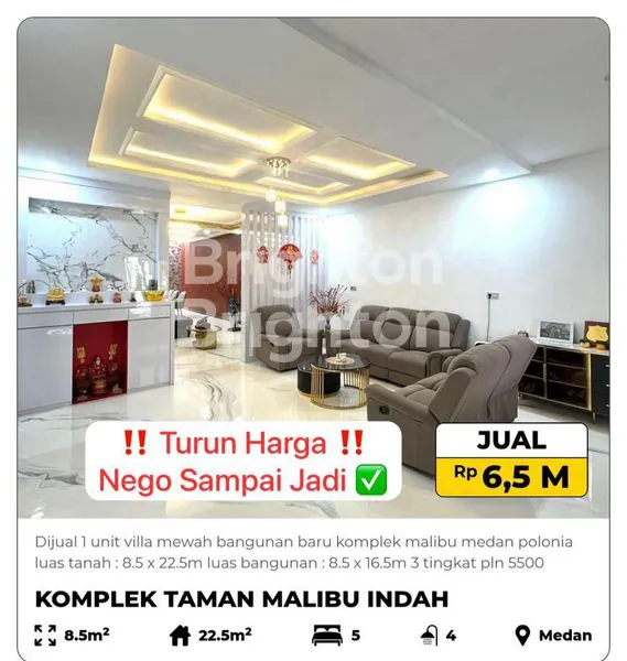 image VILLA 3 LANTAI DI MALIBU INDAH MEDAN, SIAP HUNI (1)