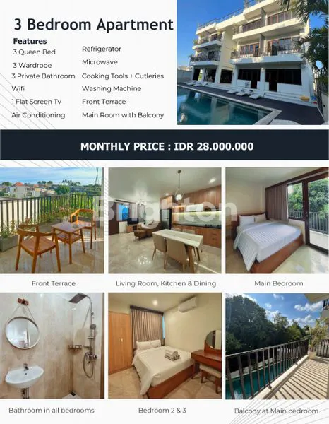 image APARTEMEN 3 KT DI CANGGU, FURNISH LENGKAP, SIAP HUNI (1)