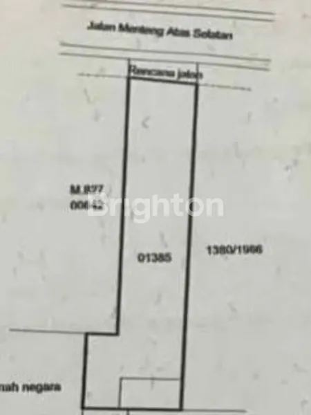 TANAH DAERAH MENTENG ATAS SELATAN JAKARTA SELATAN COCOK BUAT KOST2 AN