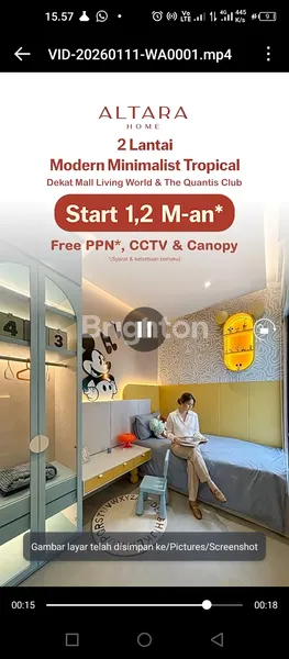 image RUMAH 2 LANTAI SHM DI CLUSTER ALTARA GRANDWISATA (1)