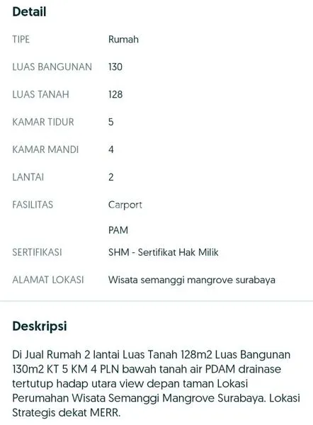 image HUNIAN NYAMAN 2 LANTAI DEKAT MERR, 5 KAMAR & SHM (8)