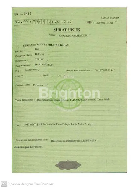 DIJUAL TANAH SERIRIT LUAS 1,42 HEKTAR PER ARE 70JUTA