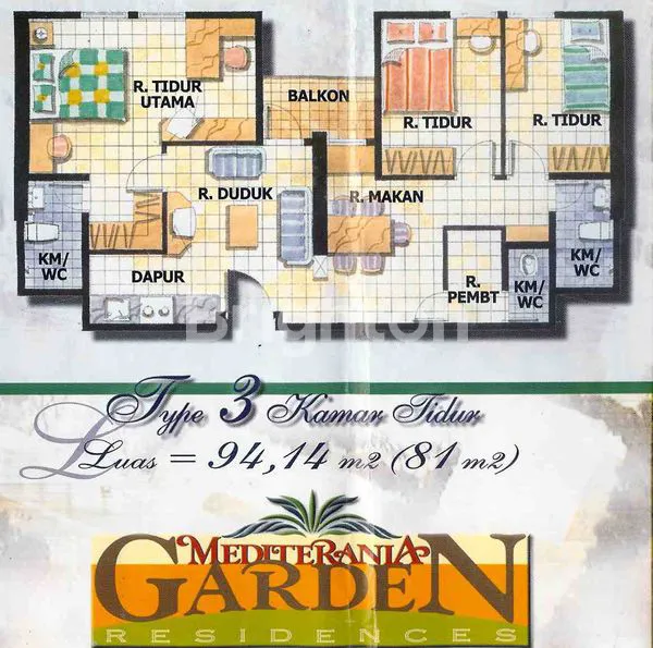 image APARTEMEN MEDITERANIA GARDEN 3BR LANTAI RENDAH VIEW POOL DEKAT CENTRAL PARK (8)