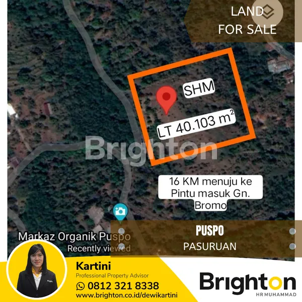 TANAH SIAP BANGUN DI PUSPO PASURUAN DEKAT KAWASAN PARIWISATA GUNUNG BROMO