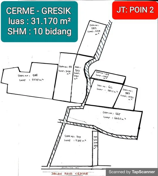 image TANAH CERME GRESIK 3.1HEKTAR MURAH PER METER 1.5JT  (1)