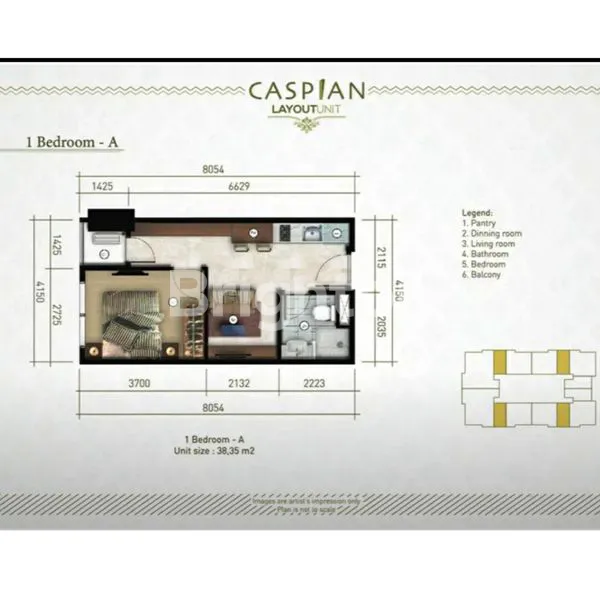 image JUAL RUGI APARTEMEN GRAND SUNGKONO LAGOON TOWER CASPIAN TYPE 1 BR KOSONGAN (3)