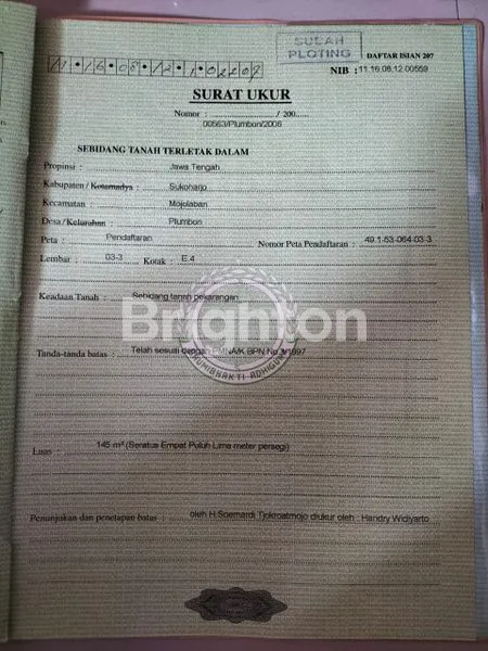 image JUAL TANAH HOOK DI PERUMAHAN CLUSTER - DI MOJOLABAN (2)