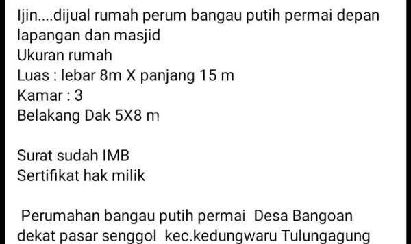 image JUAL RUMAH CAKEP TULUNGAGUNG BANGOAN / BANGAU PUTIH (3)