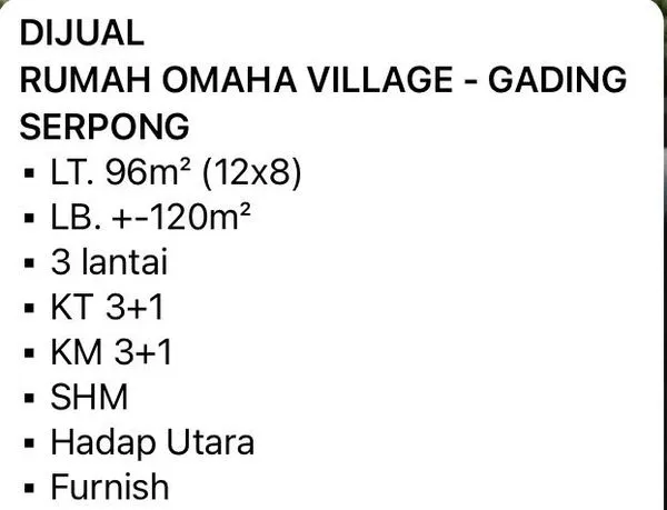 image RUMAH OMAHA VILLAGE 3 LANTAI LOKASI STRATEGIS DI GADING SERPONG (7)
