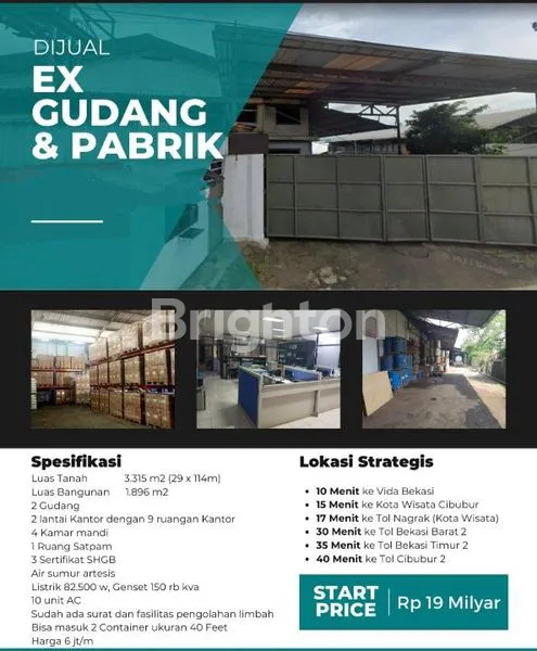 EX PABRIK DAN GUDANG MASIH AKTIF DI BANTAR GEBANG NAROGONG CIBUBUR BEKASI