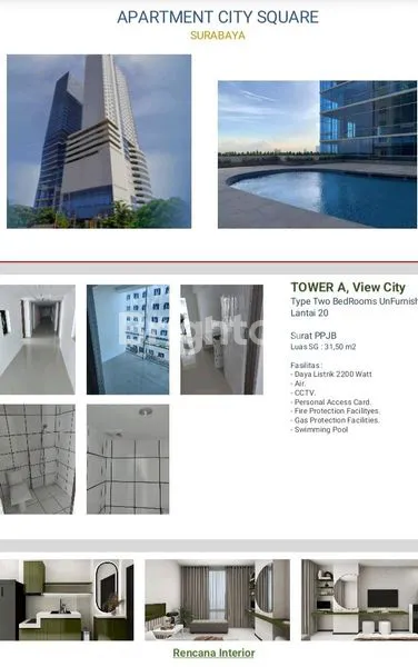 image APARTEMEN CITY SQUARE SURABAYA, VIEW KOTA, TOWER A TYPE TWO BED ROOMS, KOSONGAN (2)