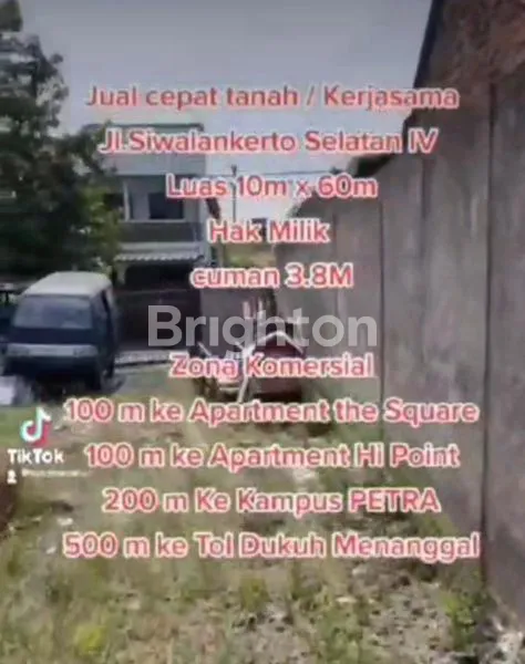 image JUAL LAHAN TANAH KOSONG LOKASI SIWALANKERTO (PETRA) SURABAYA (1)