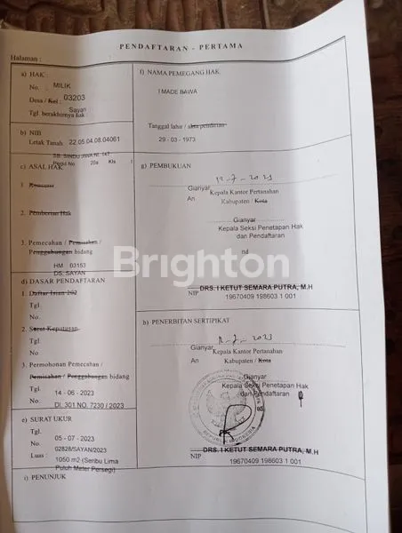 image TANAH KAV 10,5 ARE DS SAYAN UBUD. HARGA 250 JT/ ARE (5)