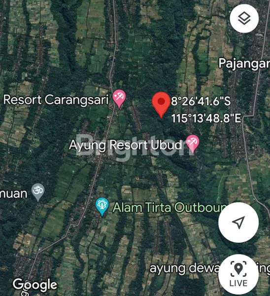 image TANAH KAV 175 ARE PAYANGAN KEDAWATAN UBUD, SAMPING COMO SHAMBHALA LOS SUNGAI AYUNG. HARGA 400 JT / ARE (2)