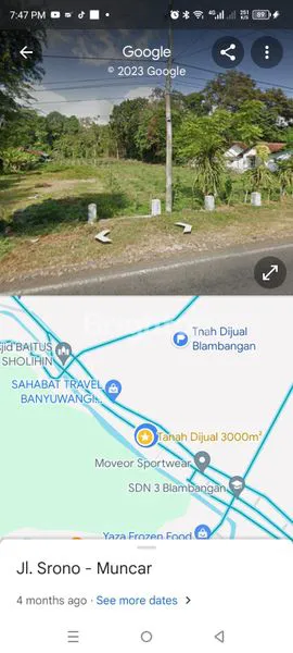 TANAH KERING DIJUAL DI PINGGIR JALAN SRONO MUNCAR BLAMBANGAN BANYUWANGI.