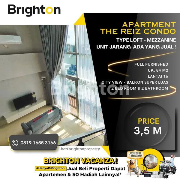 APARTMENT THE REIZ CONDO TYPE LOFT - MEZZANINE. UNIT JARANG DAPAT. CITY VIEW LEPAS