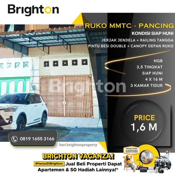 RUKO MMTC PANCING, SIAP HUNI. FASILITAS. PINTU BESI DOUBLE, CANOPY, JERJAK JENDELA
