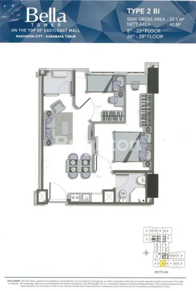 image BELLA, TYPE 2BR LANTAI 8 GOOD FENGSHUI, VIEW CITY (2)