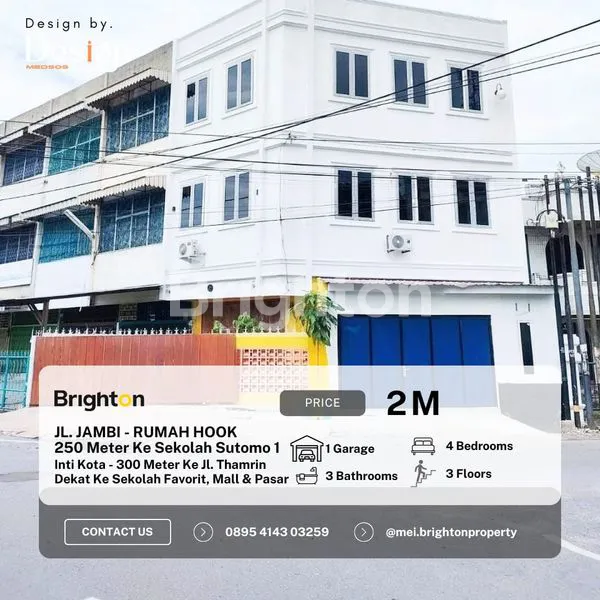 image RUMAH HOOK -200 M KE SEKOLAH SUTOMO 1 -LOKASI INTI KOTA - SIAP HUNI - SANGAT BAGUS (1)