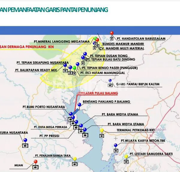 LAHAN LUAS TEPI TELUK BALIKPAPAN COCOK PELABUHAN DEKAT PULAU BALANG IKN