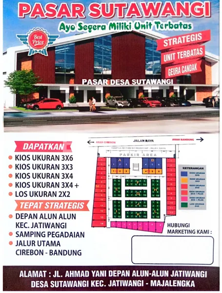 KIOS BARU PASAR SUTAWANGI MAJALENGKA AKSES CIREBON BANDUNG STRATEGIS