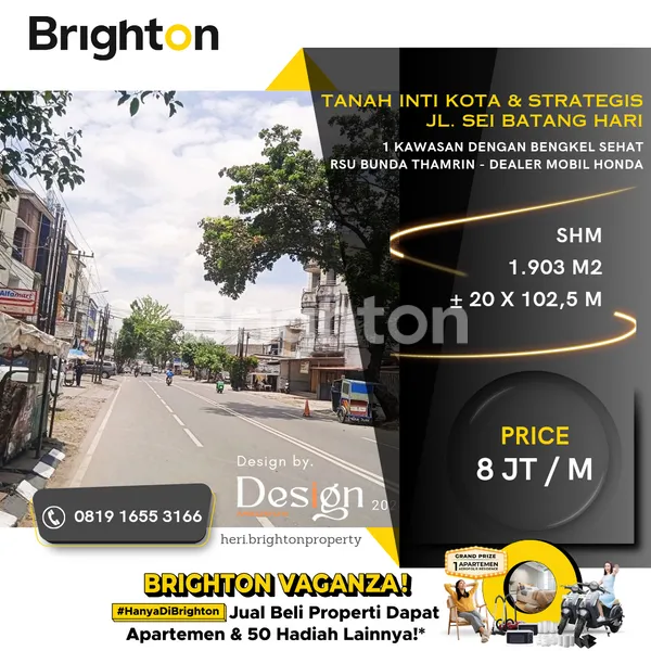 image TANAH JL. SEI BATANG HARI. INTI KOTA & STRATEGIS. PANJANG. 102,5 M (1)